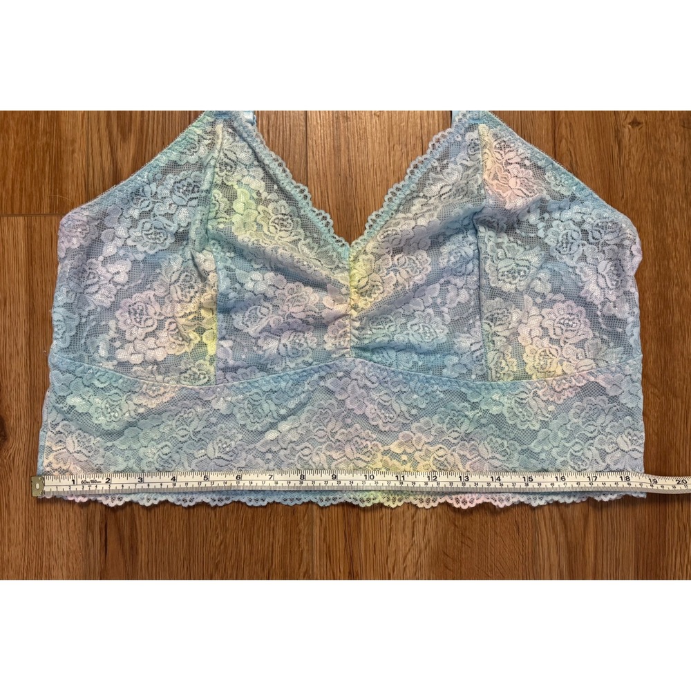 Torrid Curve Lace Bralette Womens 3 Blue Pastel Tie Dye Floral Longline Wireless - Picture 2 of 7